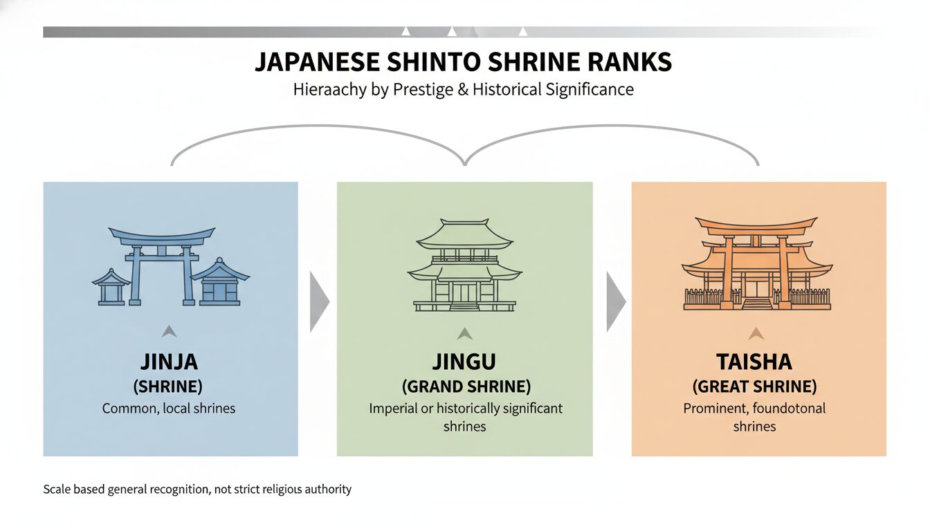 神社、神宮、大社のランクと格式を比較した図解