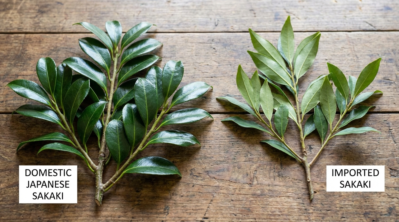 国産の榊と輸入産の榊による持ちの違い