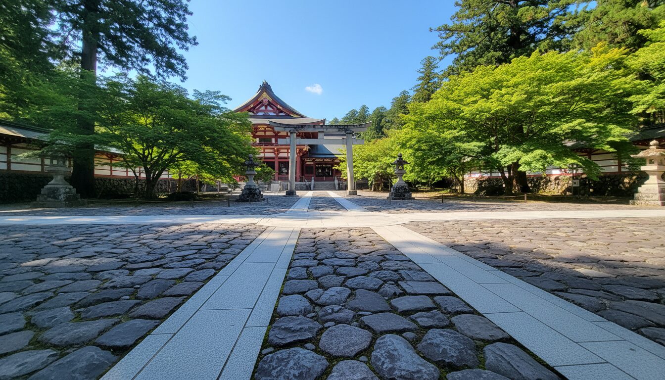 陽明門と唐銅鳥居をつなぐ3枚目の石畳の見つけ方