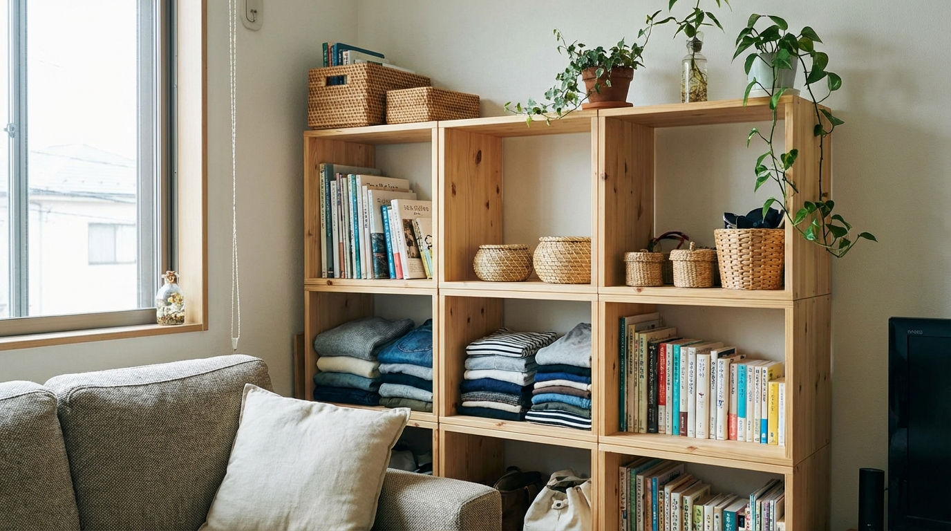 お部屋の収納家具（カラーボックス）をそのまま活用する方法