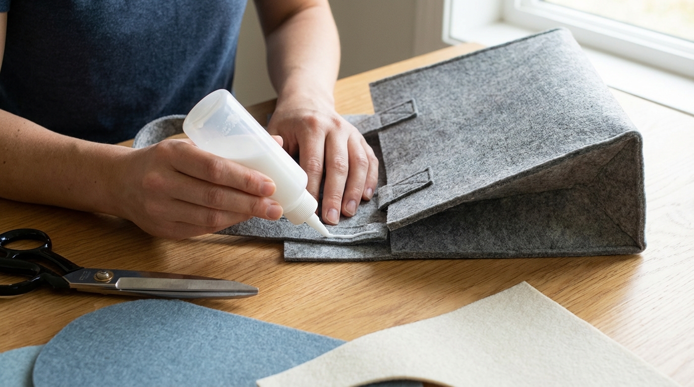 フェルトと布用ボンドで作る基本の袋