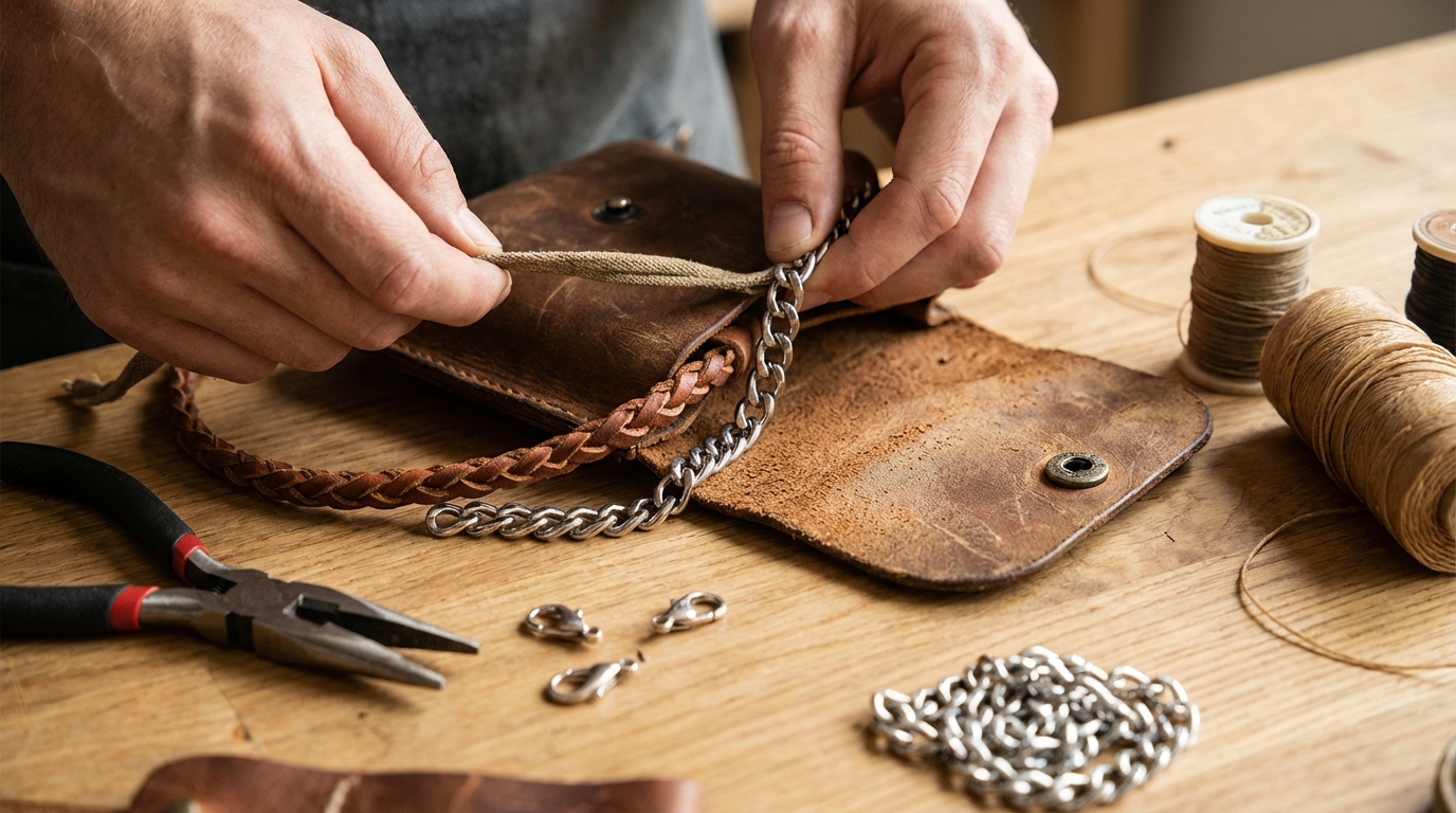 紐をチェーンや革紐に付け替える