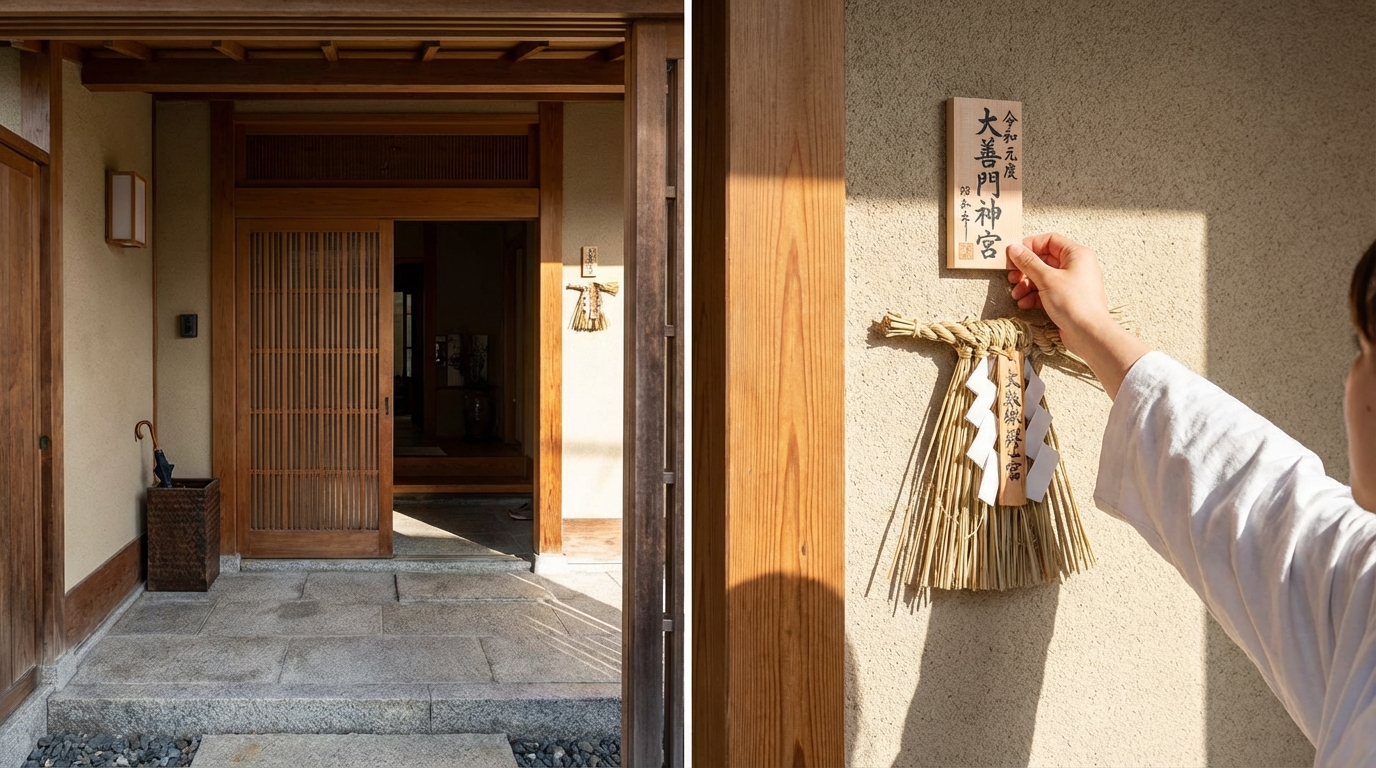 玄関の右側？目線より高い位置に貼るルール