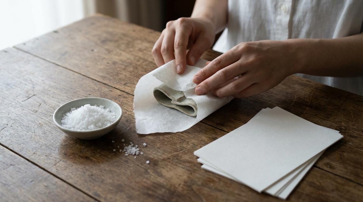 自宅で処分する際に用意する白い和紙と塩の役割