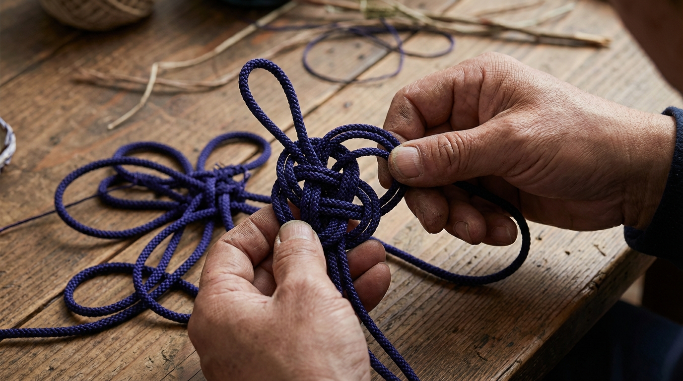 ほどけた紐（二重叶結び）を自分で結び直す方法