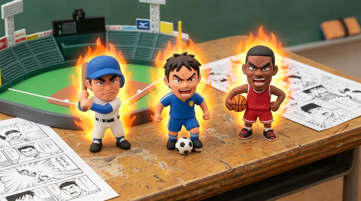 闘志が燃える！スポーツ漫画のデフォルメキャラ