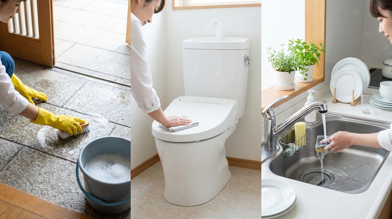 水回りの掃除が鍵！玄関・トイレ・キッチンを整える理由