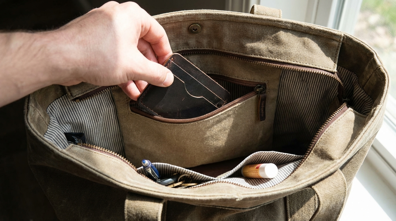 バッグの内ポケットでの配置場所