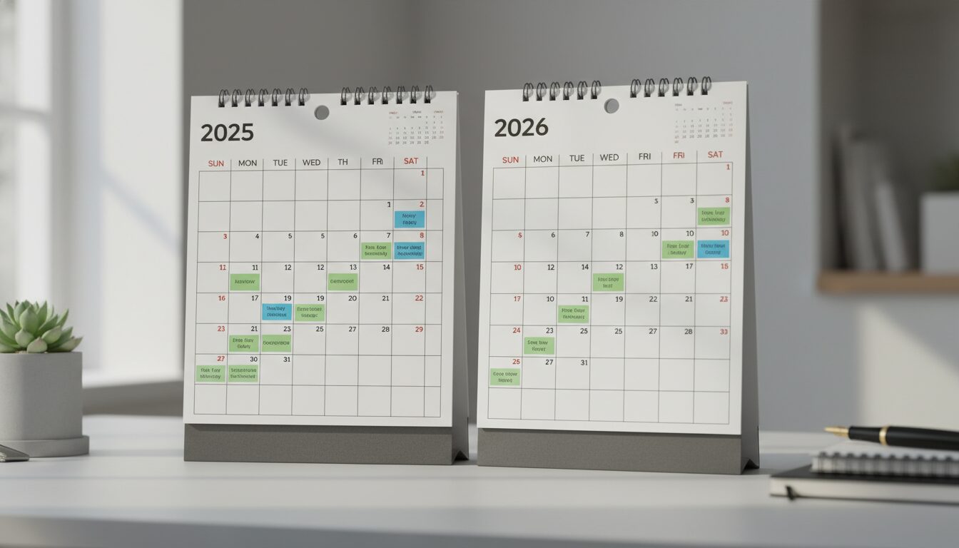 2025年と2026年のカレンダーと連休の有無